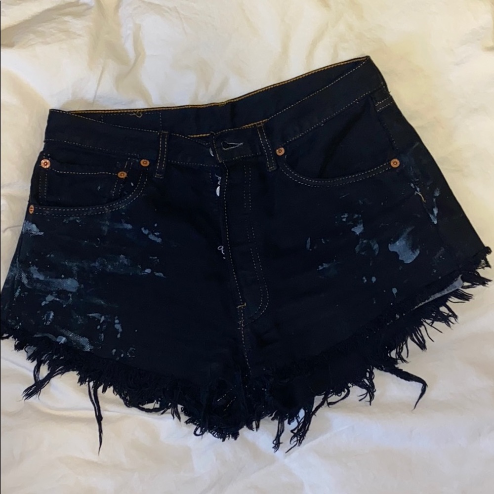 distressed vintage black denim shorts